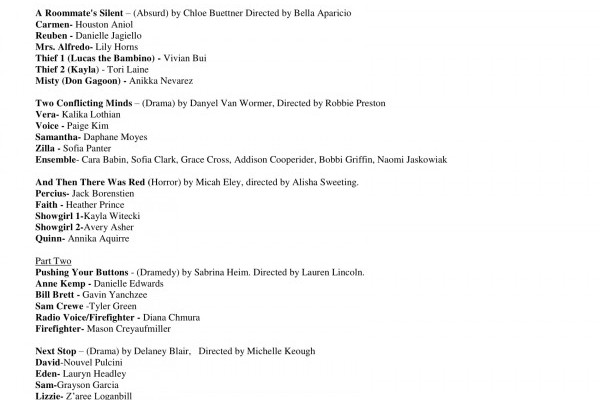 10 MINUTE PLAY FESTIVAL CAST