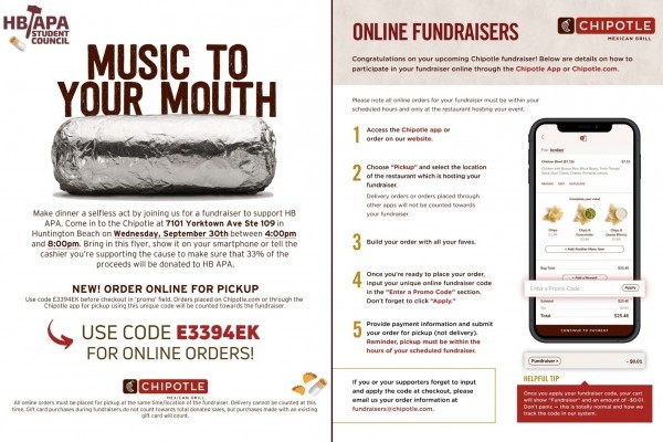 APA&rsquo;s Chipotle Fundraiser! (Weds, 9/30)