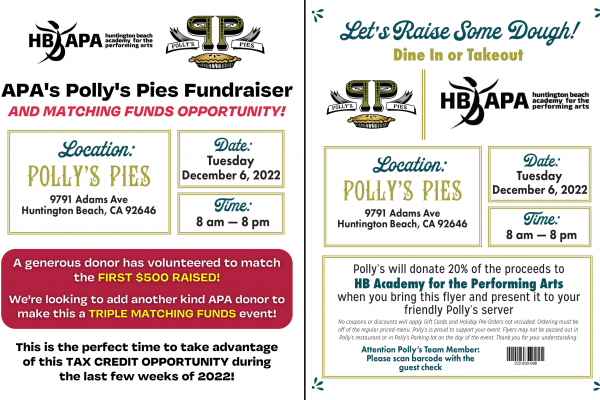 APA&rsquo;s POLLY&rsquo;S PIES FUNDRAISER: Tues, Dec 6th