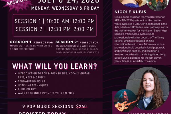 APA&rsquo;s Virtual Pop Music Summer Camp: Coming This July