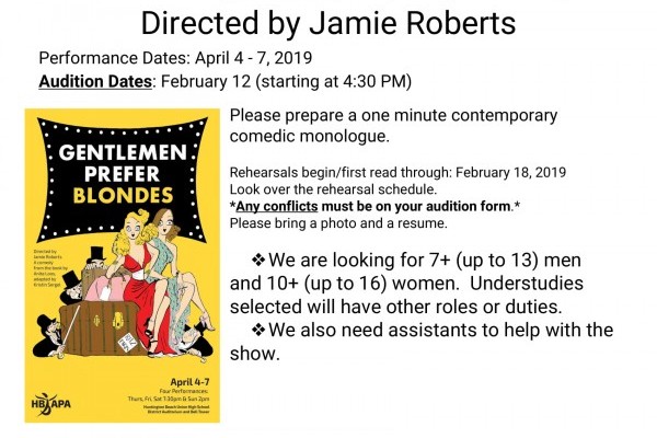 AUDITIONS for Acting&rsquo;s &ldquo;Gentlemen Prefer Blondes&rdquo;